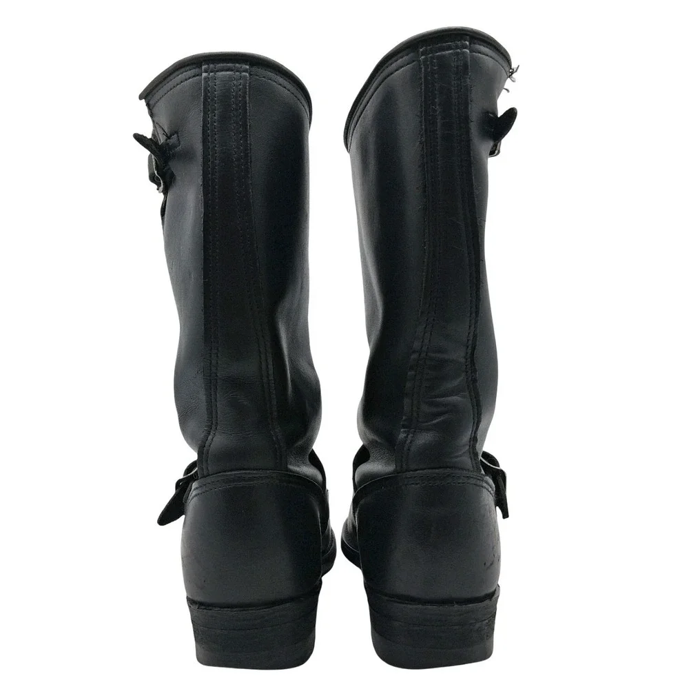 Double H H Leather Biker Boots Womens 9.5 E Black Harness Mid Calf Motorcycle_9